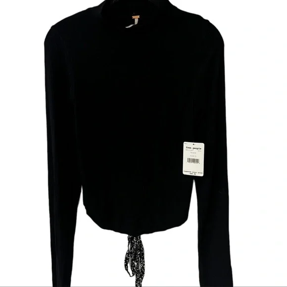 Free people edge of town black backless tie turtle neck top - Picture 3 of 5